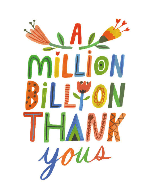 Love Muchly Greeting Cards: Thank You - A million, billion thank you's (Pack of 6)