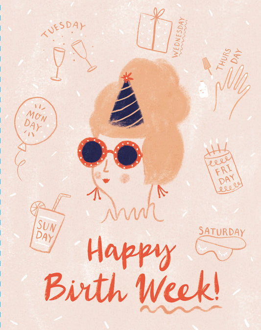 Love Muchly Greeting Cards: Birthday - Happy Birth Week! (Pack of 6)