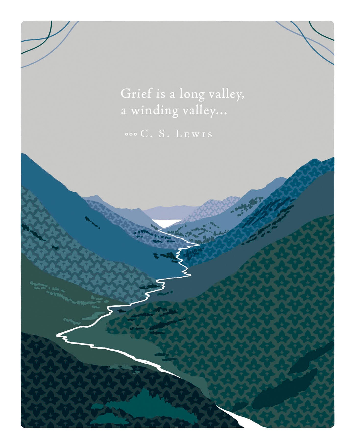 Positively Green Greeting Cards: Sympathy - Grief is a long valley, a winding valley (Pack of 6)