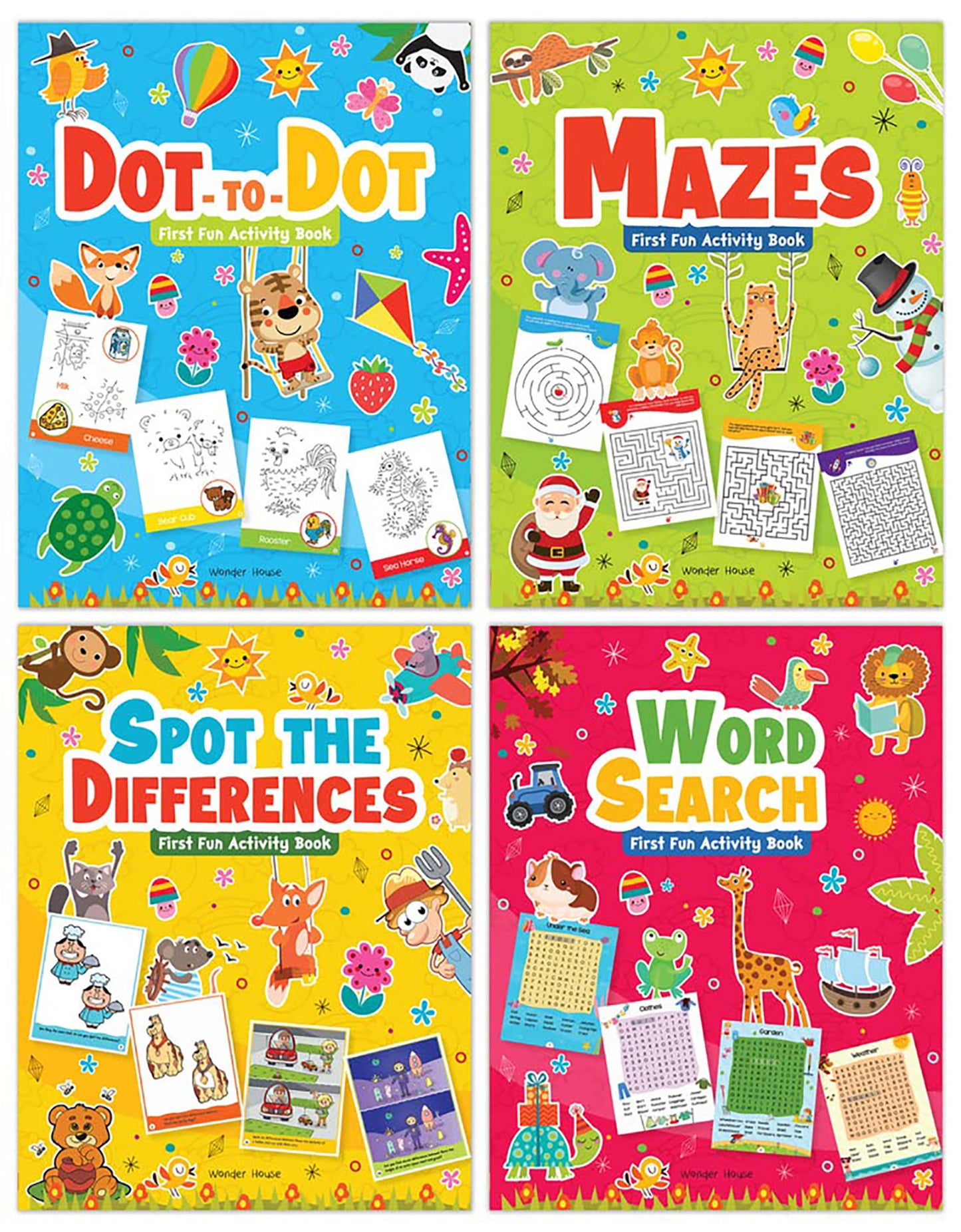 My First Fun Activity Boxset of 4 Books: Spot the Difference, Mazes, Word Search &amp; Dot to Dot